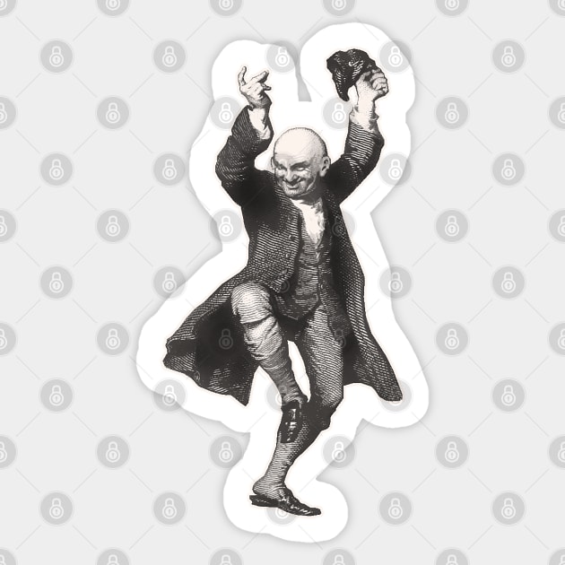 Bald old man dancing happily Sticker by Marccelus